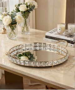 ZEYVE SQUARE STONE ROUND TRAY LARGE 43x35x6cm